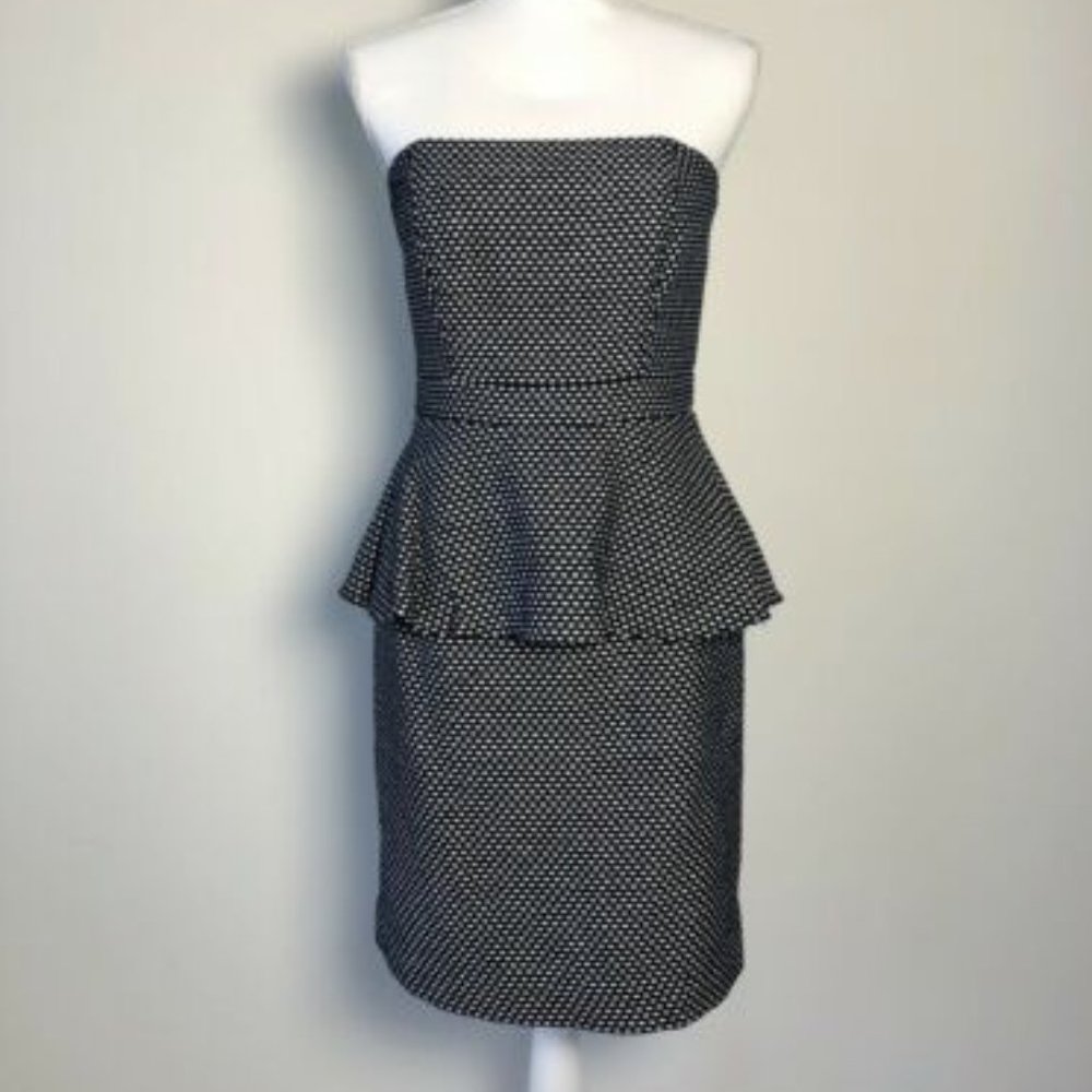 Shoshanna Size 6 Navy Strapless Peplum Dress